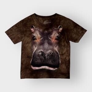 Brown The Mountain Tee Hippo Face T-shirt Size S Children Kid Animal Wildlife